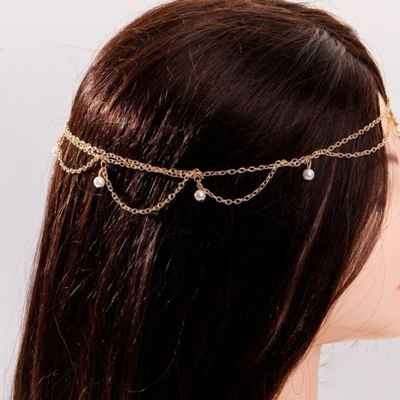 Faux Pearl Decor Chain Hair Band - Picture 4 of 12